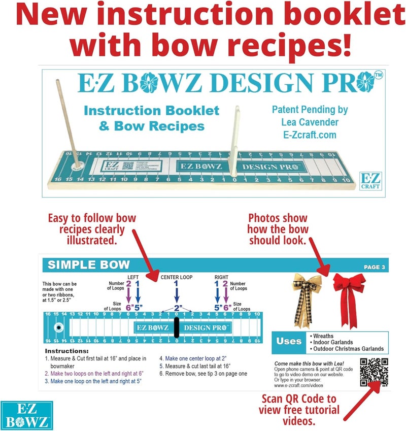 E-Z Bowz Design Pro Bow Maker - Easy Ribbon Bowmaker Gift Large Bow Maker - Perfect for Christmas Decor Wreaths and Hair Bows - Image 4